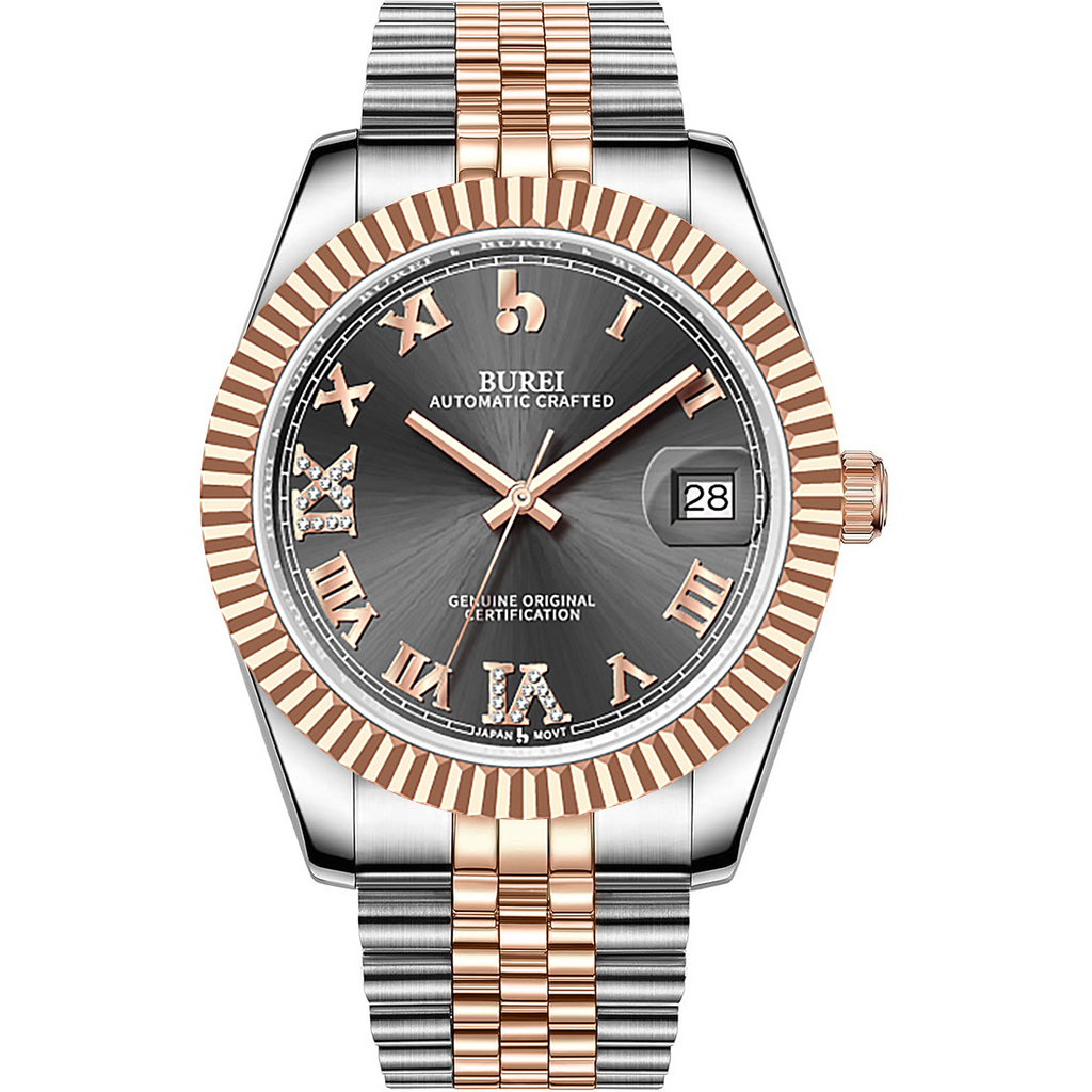 BUREI Men's Luxury Automatic Watch Fashion Waterproof Mechanical Watch, Adjustable Stainless Steel Two Tone Strap,Gift for Men