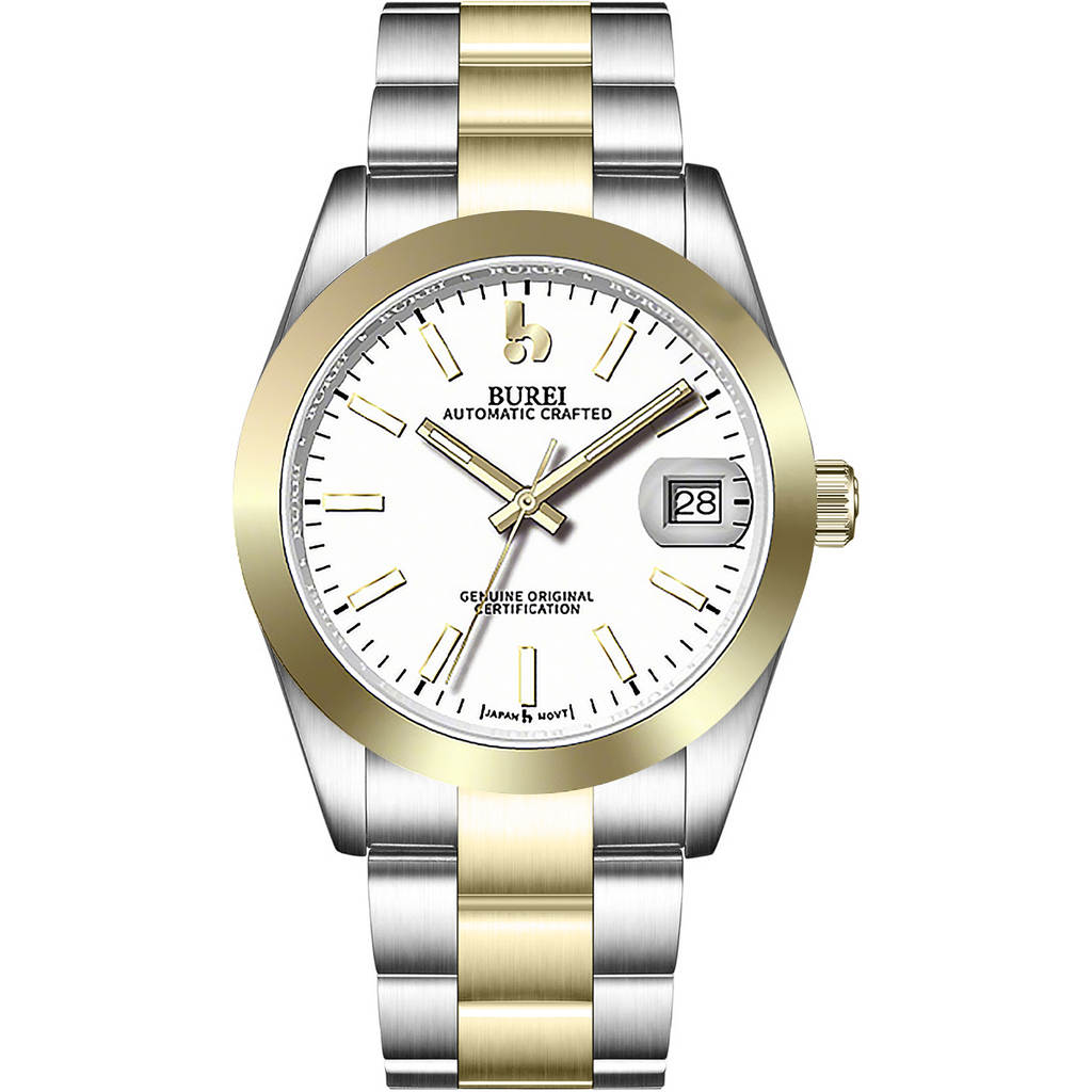 BUREI Men's Luxury Automatic Watch Fashion Waterproof Mechanical Watch, Adjustable Stainless Steel Two Tone Strap,Gift for Men