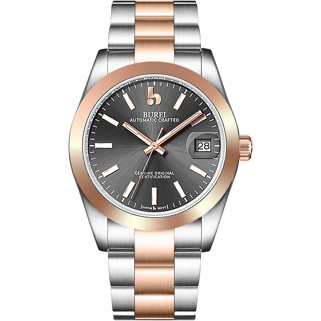 BUREI Men's Luxury Automatic Watch Fashion Waterproof Mechanical Watch, Adjustable Stainless Steel Two Tone Strap,Gift for Men