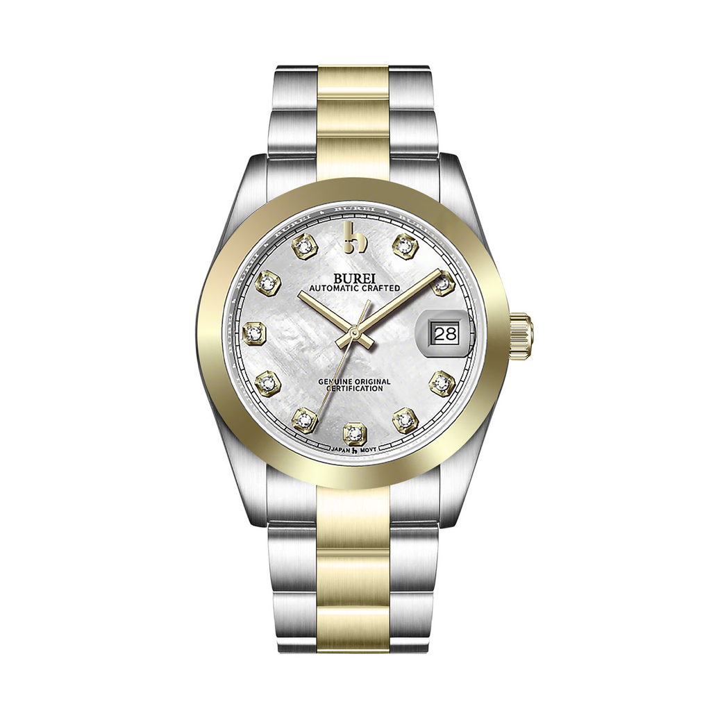 BUREI Men's Luxury Automatic Watch Fashion Waterproof Mechanical Watch, Adjustable Stainless Steel Two Tone Strap,Gift for Men