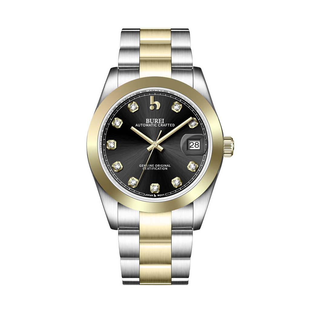 BUREI Men's Luxury Automatic Watch Fashion Waterproof Mechanical Watch, Adjustable Stainless Steel Two Tone Strap,Gift for Men