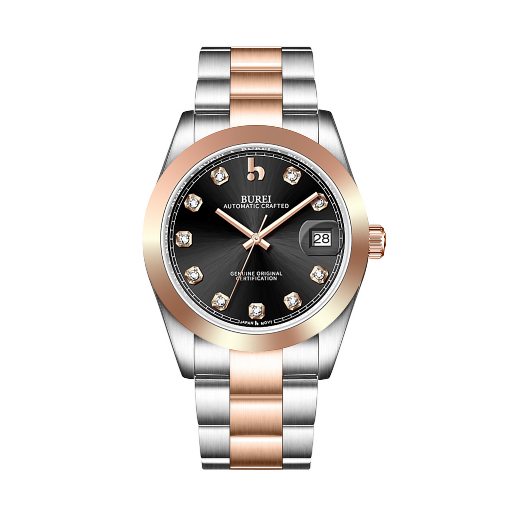 BUREI Men's Luxury Automatic Watch Fashion Waterproof Mechanical Watch, Adjustable Stainless Steel Two Tone Strap,Gift for Men