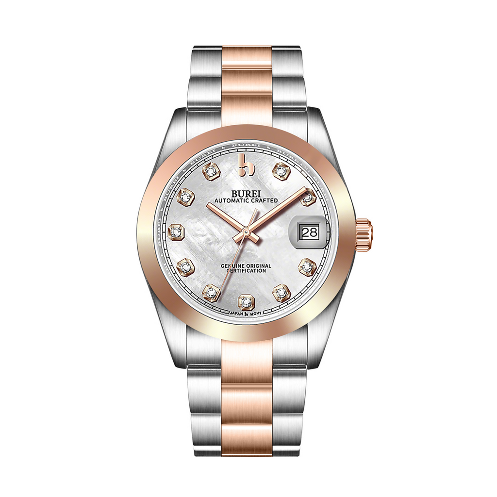 BUREI Men's Luxury Automatic Watch Fashion Waterproof Mechanical Watch, Adjustable Stainless Steel Two Tone Strap,Gift for Men