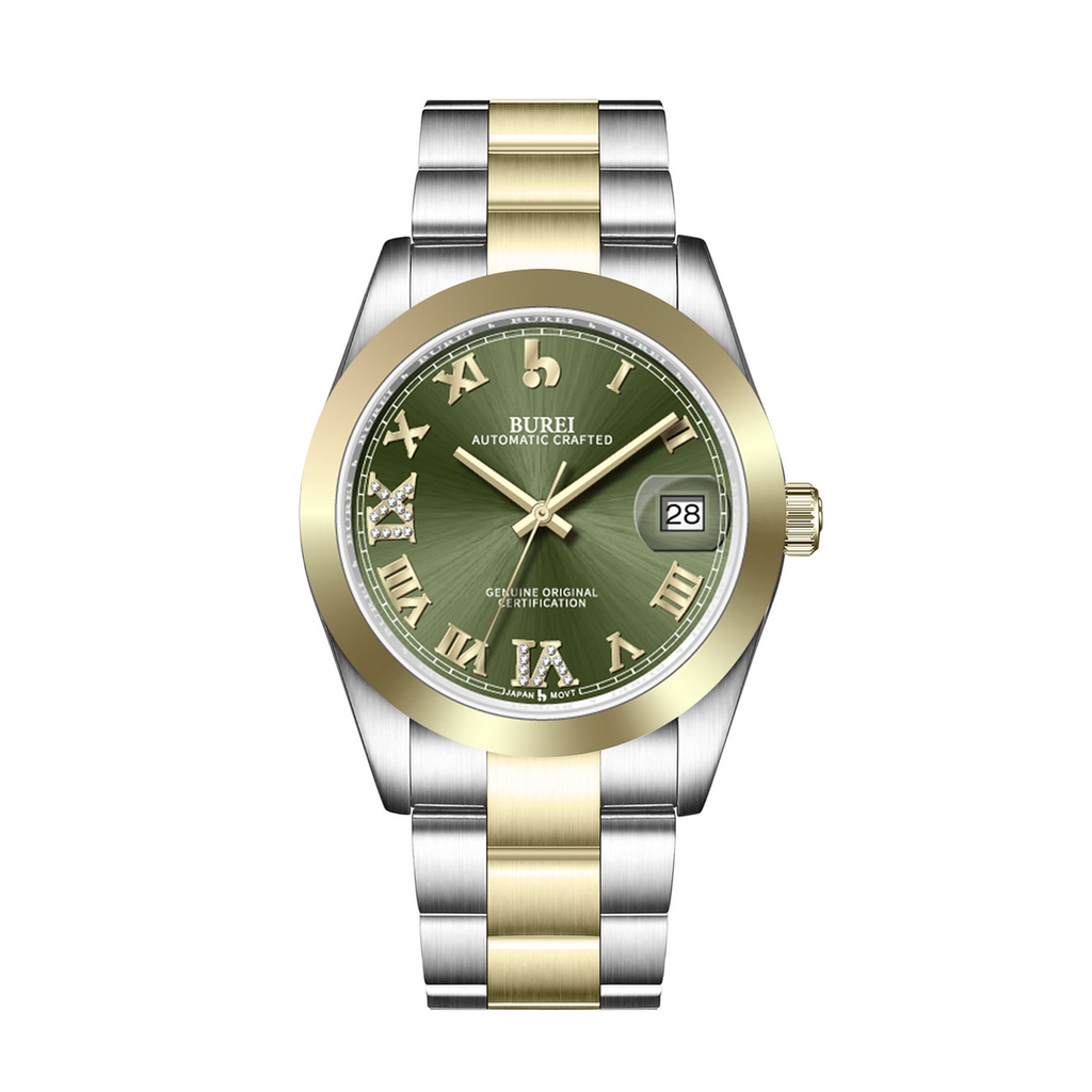 BUREI Men's Luxury Automatic Watch Fashion Waterproof Mechanical Watch, Adjustable Stainless Steel Two Tone Strap,Gift for Men