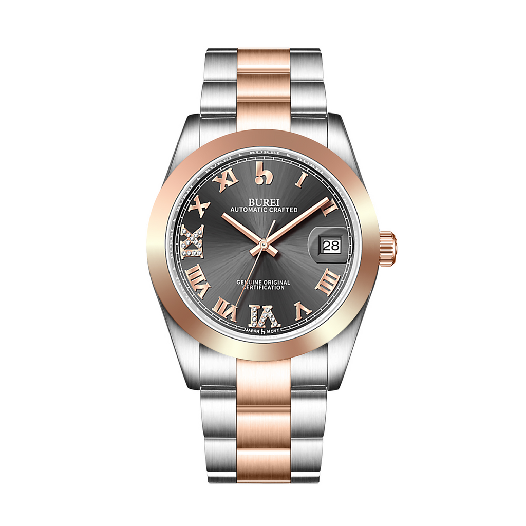 BUREI Men's Luxury Automatic Watch Fashion Waterproof Mechanical Watch, Adjustable Stainless Steel Two Tone Strap,Gift for Men