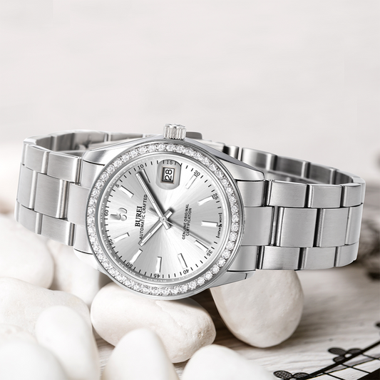 BUREI Luxury Automatic Watch 36mm, Fashion Waterproof Mechanical Watch, Adjustable Stainless Steel Two Tone Strap