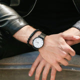 Men's Fashion Minimalist Wrist Watch Analog Blue Date with Silver Stainless Steel Mesh Band