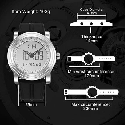 BUREI Mens Analog Digital Sport Watches with Alarm Stopwatch LED Backlight and Rubber Strap