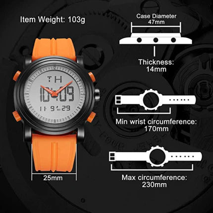 BUREI Mens Analog Digital Sport Watches with Alarm Stopwatch LED Backlight and Rubber Strap