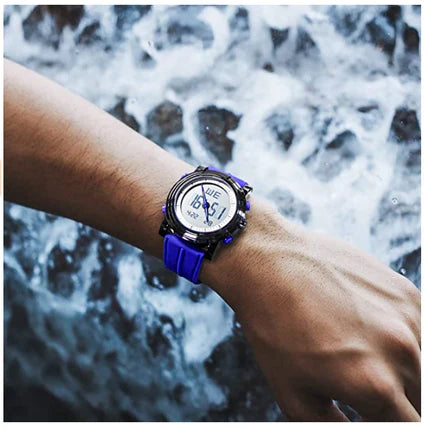 BUREI Mens Analog Digital Sport Watches with Alarm Stopwatch LED Backlight and Rubber Strap