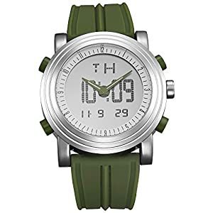 BUREI Mens Analog Digital Sport Watches with Alarm Stopwatch LED Backlight and Rubber Strap