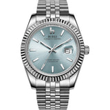 BUREI Men's Automatic Watch Analog Dial with Date Window Sapphire Crystal Stainless Steel Band and Case