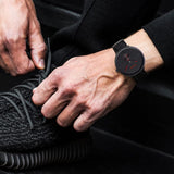 BUREI Men's Quartz Watch Black Minimalist Analog Ultra Thin Waist Watch Simple Style Stainless Steel Mesh Band