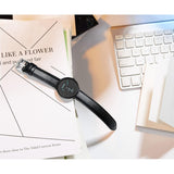 BUREI Men's Quartz Watch Black Minimalist Analog Ultra Thin Waist Watch Simple Style Stainless Steel Mesh Band