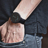BUREI Men's Quartz Watch Black Minimalist Analog Ultra Thin Waist Watch Simple Style Stainless Steel Mesh Band