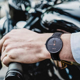 BUREI Men's Quartz Watch Black Minimalist Analog Ultra Thin Waist Watch Simple Style Stainless Steel Mesh Band