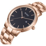 BUREI Men's Stainless Steel Luxury Watches Fashion Analog Quartz Watches for Men Classic Dress Steel Men's Watch 42mm Watches for Men