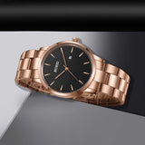 BUREI Men's Stainless Steel Luxury Watches Fashion Analog Quartz Watches for Men Classic Dress Steel Men's Watch 42mm Watches for Men