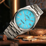 BUREI Men's Stainless Steel Fashion Watch Japan Movement Quartz Wristwatches for Men 41mm Luxury Round Watch