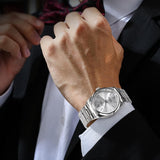 BUREI Men's Stainless Steel Fashion Watch Japan Movement Quartz Wristwatches for Men 41mm Luxury Round Watch