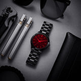 BUREI men's stainless steel fashion business watch japanese movement quartz watch men's 41mm luxury round watch