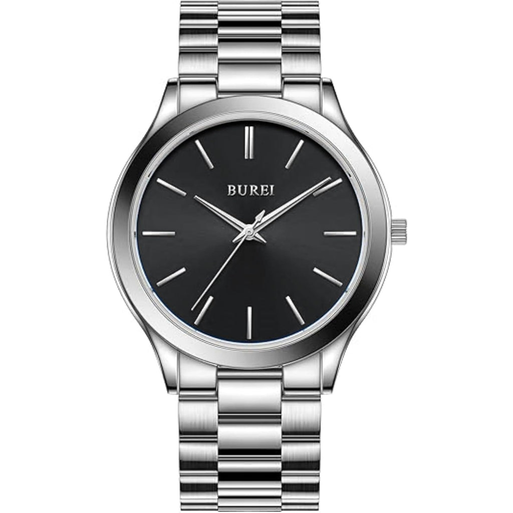 BUREI men's stainless steel fashion business watch japanese movement quartz watch men's 41mm luxury round watch