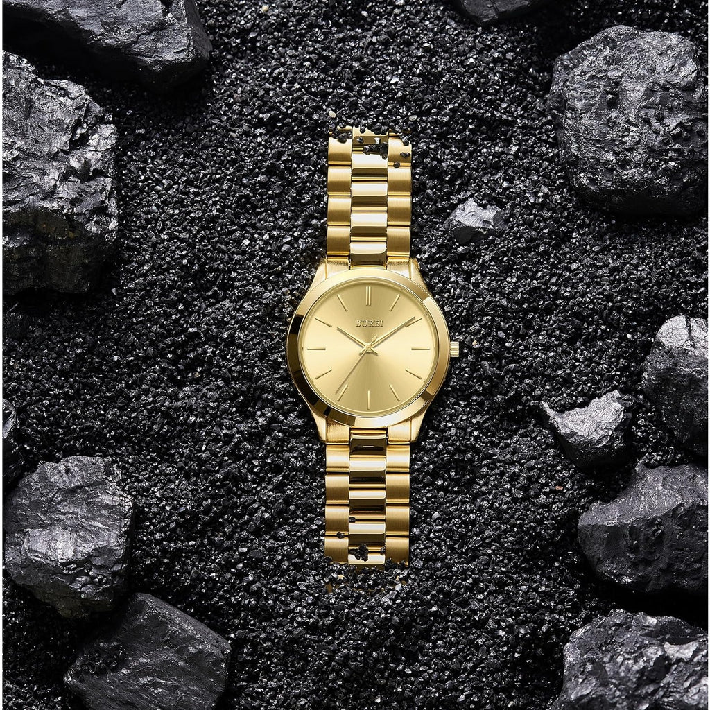 BUREI men's stainless steel fashion business watch japanese movement quartz watch men's 41mm luxury round watch