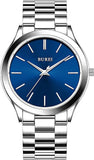 BUREI men's stainless steel fashion business watch japanese movement quartz watch men's 41mm luxury round watch