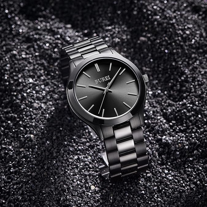 BUREI men's stainless steel fashion business watch japanese movement quartz watch men's 41mm luxury round watch