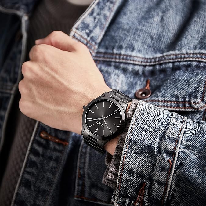 BUREI men's stainless steel fashion business watch japanese movement quartz watch men's 41mm luxury round watch