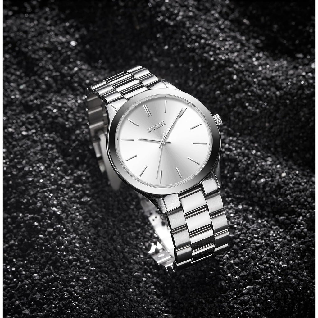 BUREI men's stainless steel fashion business watch japanese movement quartz watch men's 41mm luxury round watch