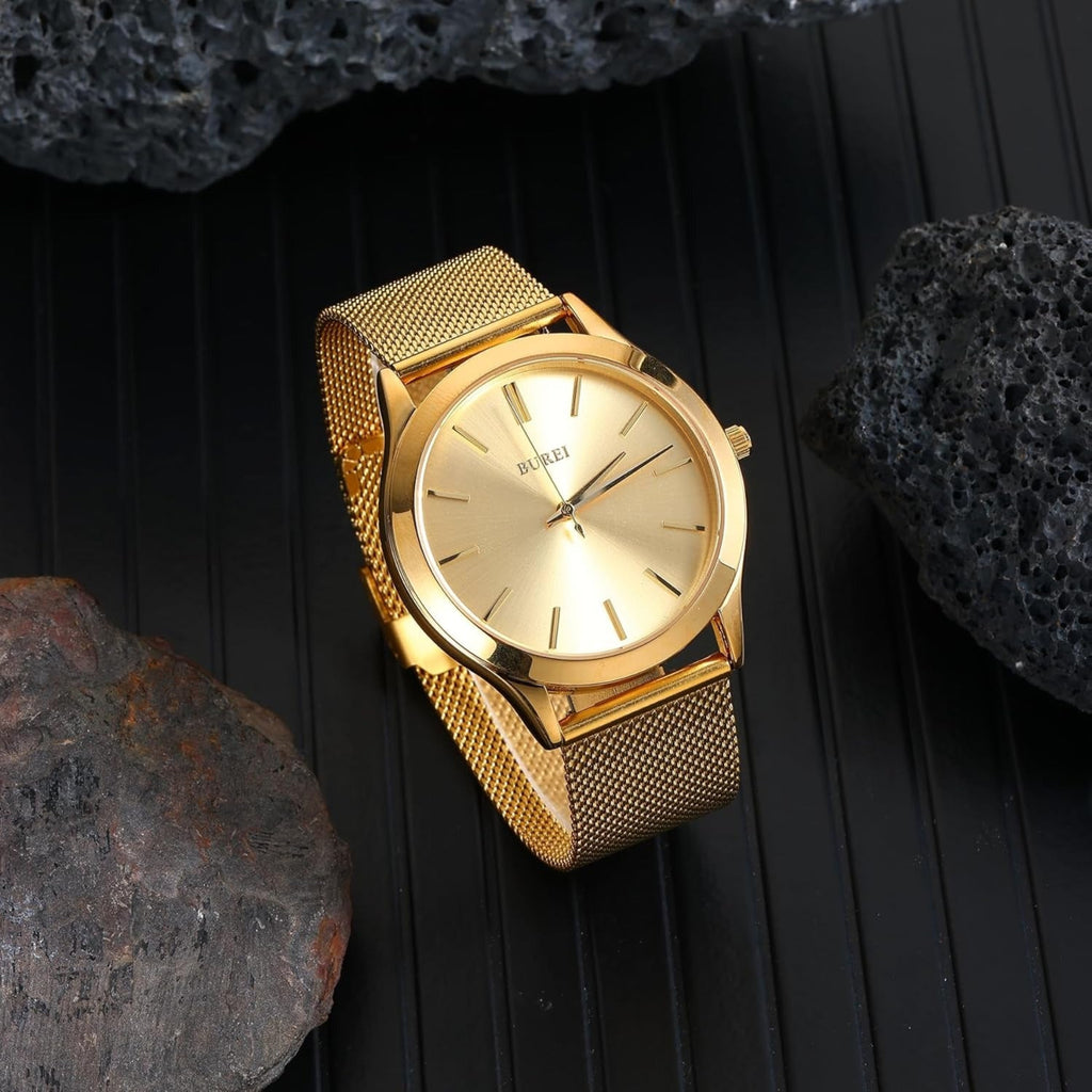 BUREI Men Watches Fashion Business Analog Stainless Steel Quartz Waterproof Watches for Men,Gifts for Men