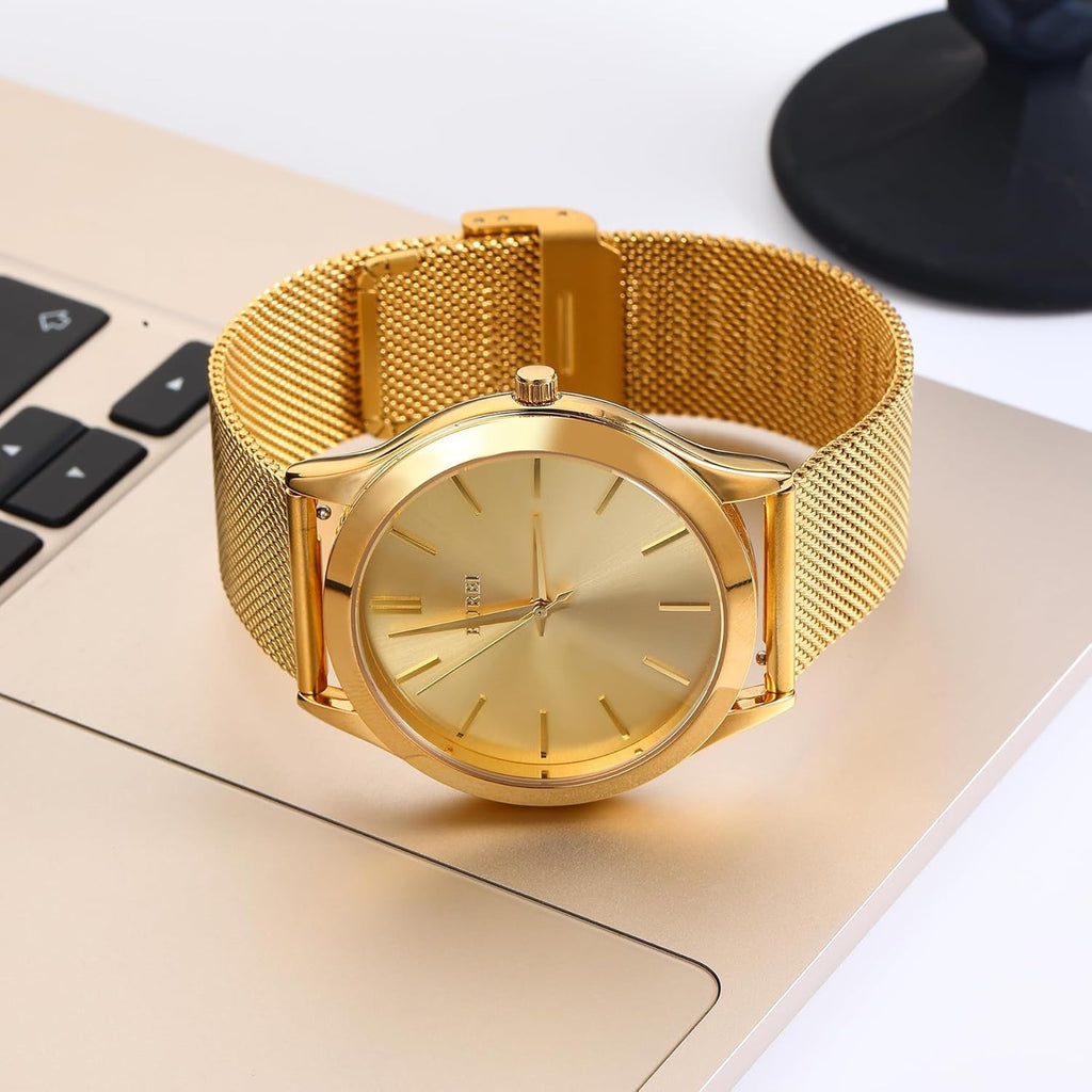 BUREI Men Watches Fashion Business Analog Stainless Steel Quartz Waterproof Watches for Men,Gifts for Men