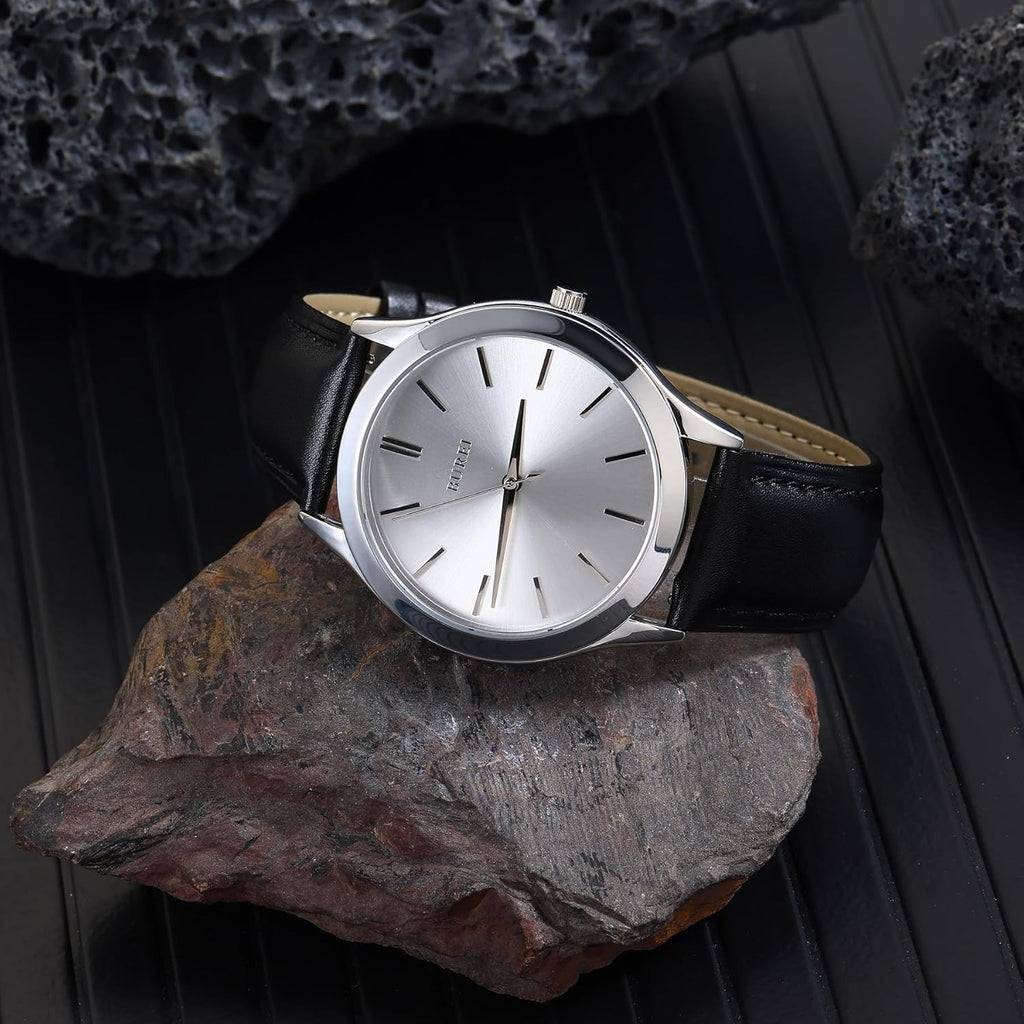BUREI Men Watches Fashion Business Analog Stainless Steel Quartz Waterproof Watches for Men,Gifts for Men