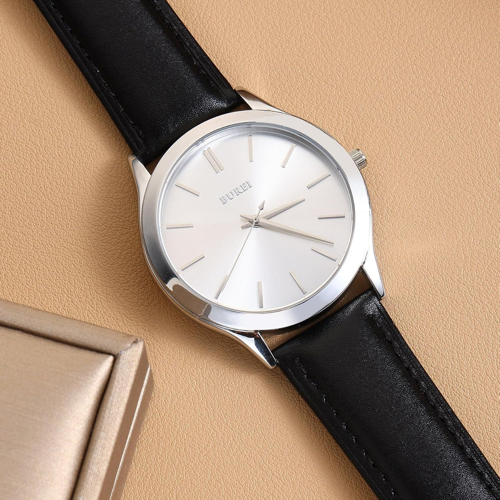 BUREI Men Watches Fashion Business Analog Stainless Steel Quartz Waterproof Watches for Men,Gifts for Men