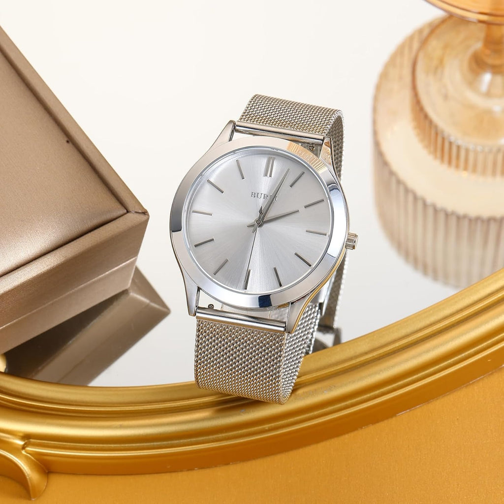BUREI Men Watches Fashion Business Analog Stainless Steel Quartz Waterproof Watches for Men,Gifts for Men