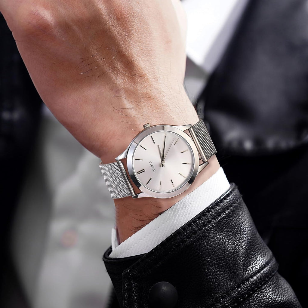 BUREI Men Watches Fashion Business Analog Stainless Steel Quartz Waterproof Watches for Men,Gifts for Men