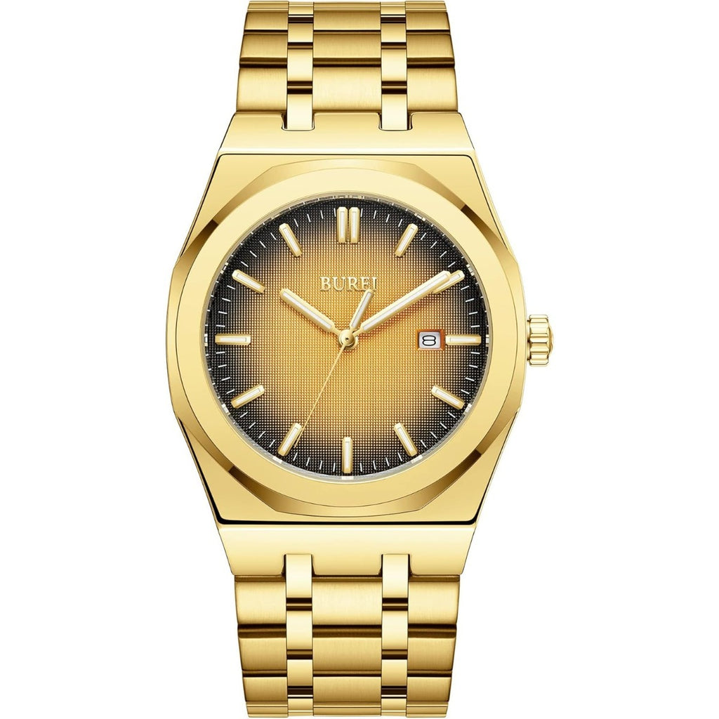 BUREI Fashion Minimalist Business Men's Wrist Watches Stainless Steel Waterproof Quartz Watch for Man