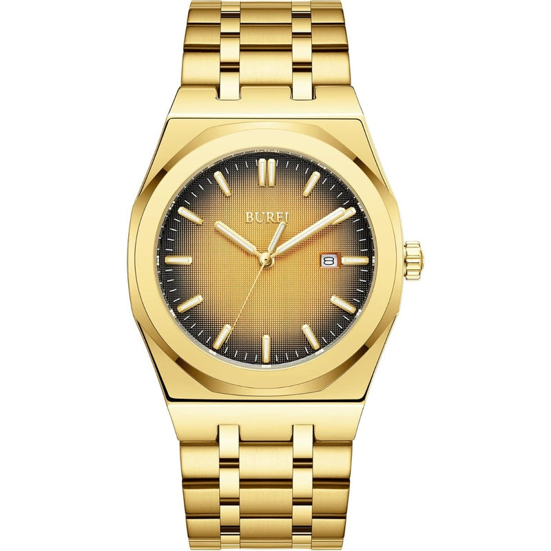 BUREI Fashion Minimalist Business Men's Wrist Watches Stainless Steel Waterproof Quartz Watch for Man