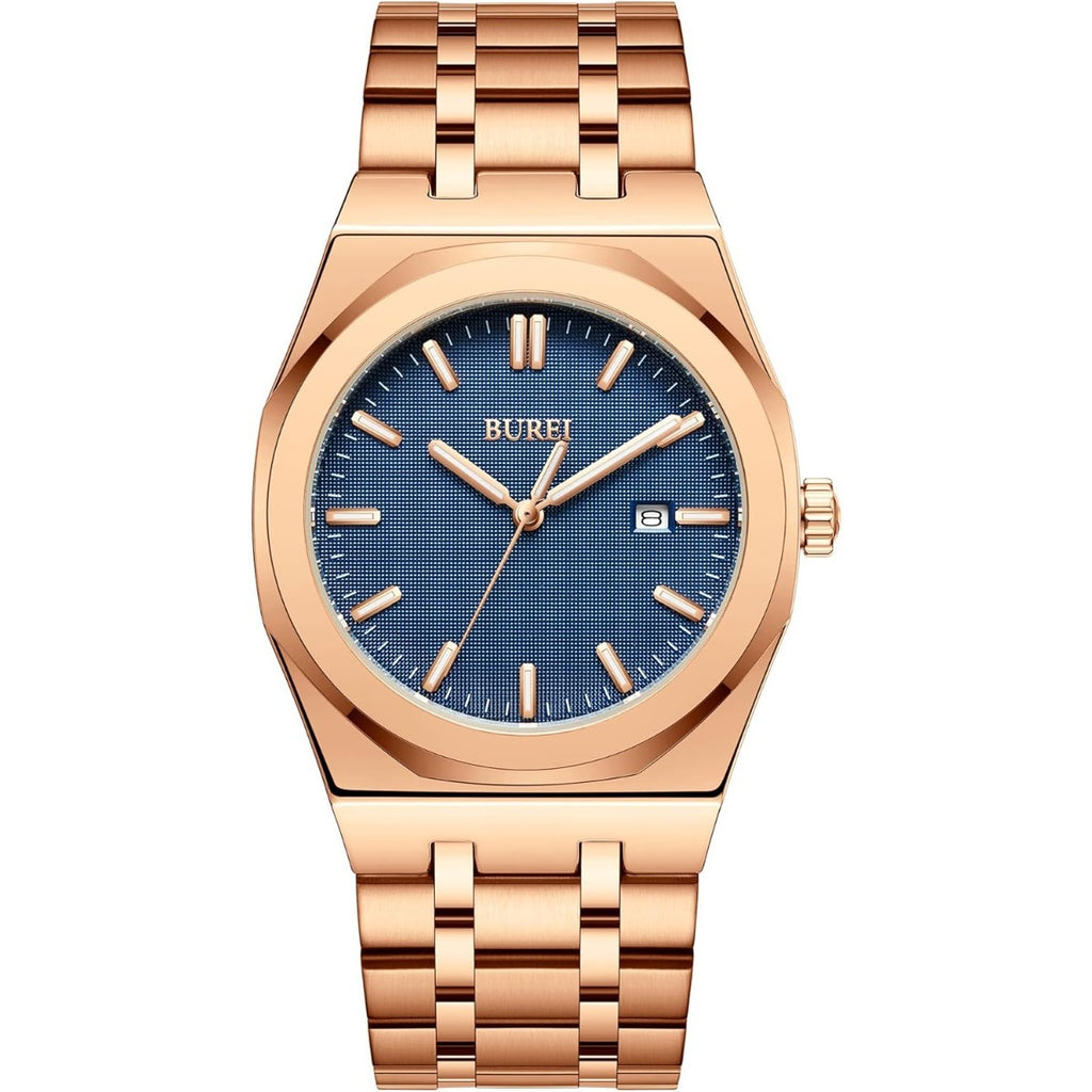 BUREI Fashion Minimalist Business Men's Wrist Watches Stainless Steel Waterproof Quartz Watch for Man