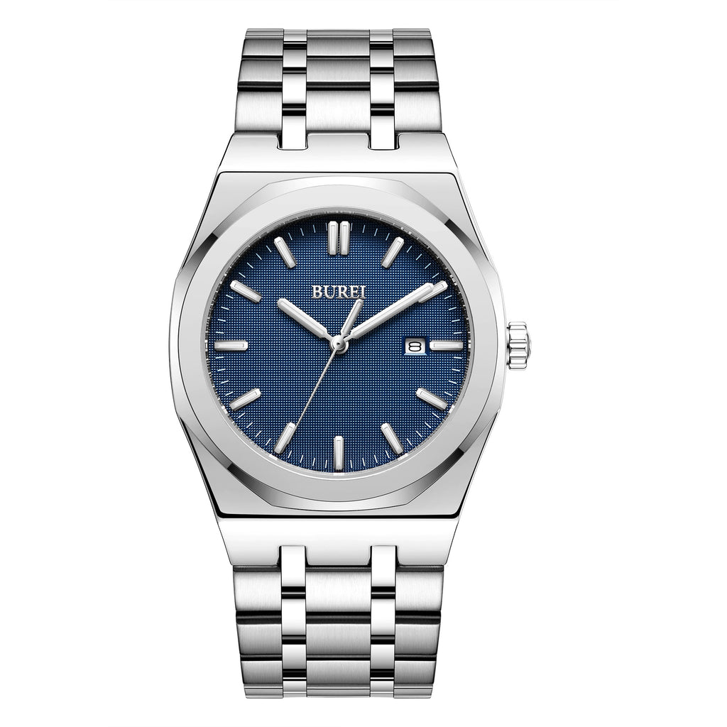 BUREI Fashion Minimalist Business Men's Wrist Watches Stainless Steel Waterproof Quartz Watch for Man