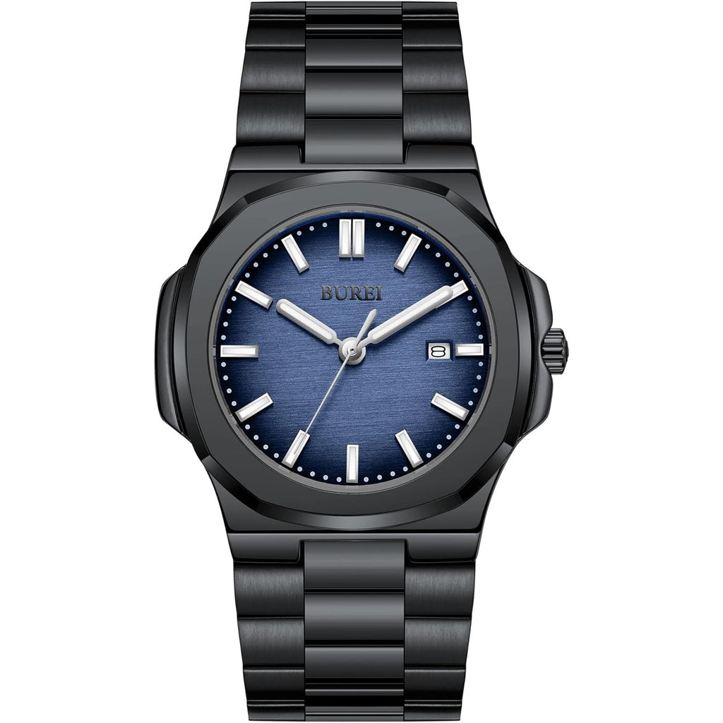 BUREI Men's Watch Business Quartz Men's Luxury Watch Stainless Steel Waterproof Watch Fashion Casual Watches for Men