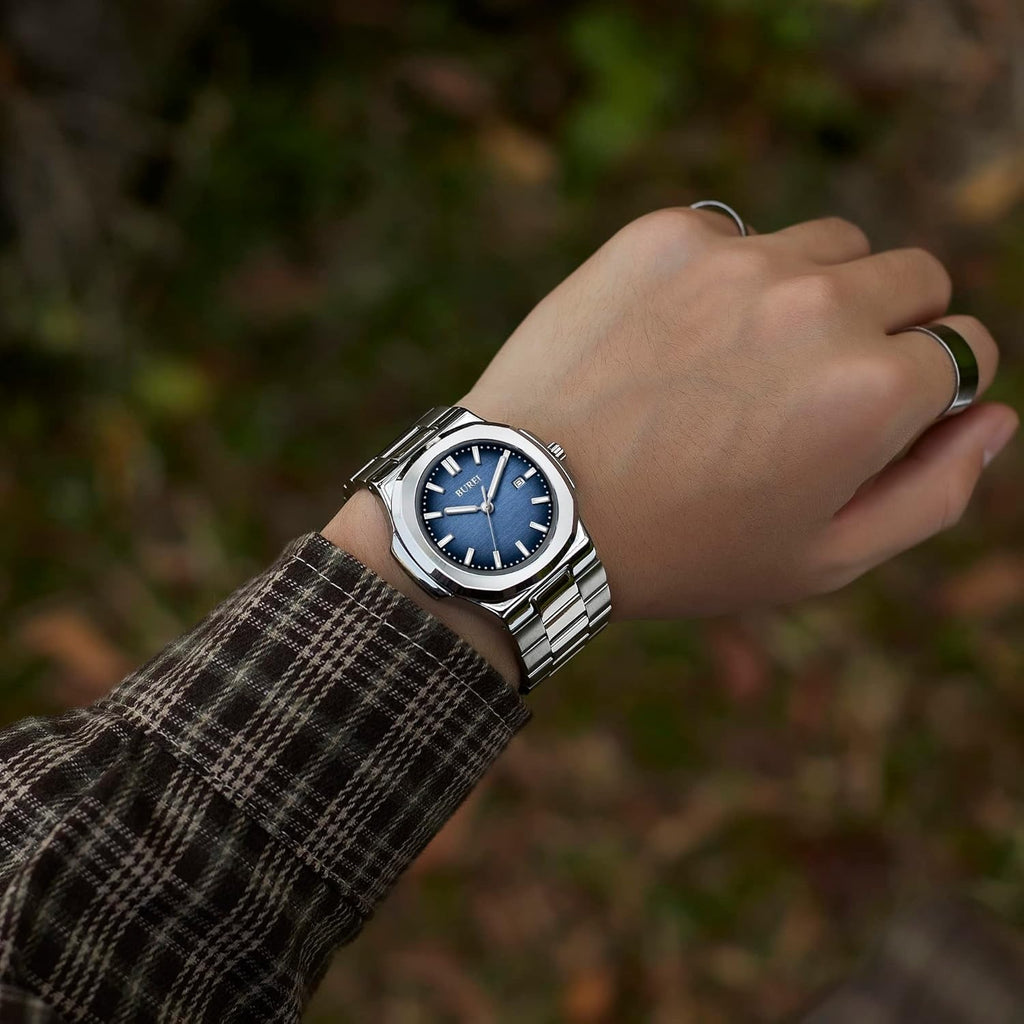 BUREI Men's Watch Business Quartz Men's Luxury Watch Stainless Steel Waterproof Watch Fashion Casual Watches for Men