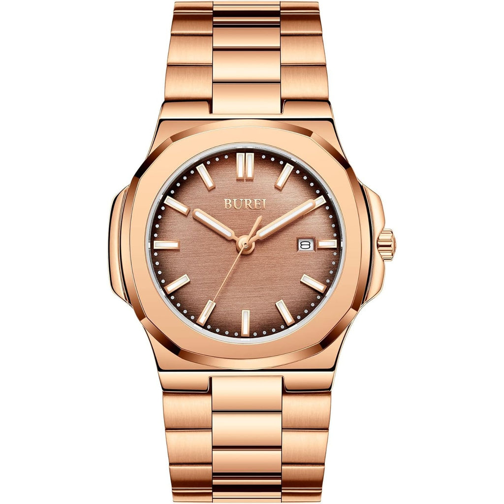 BUREI Men's Watch Business Quartz Men's Luxury Watch Stainless Steel Waterproof Watch Fashion Casual Watches for Men