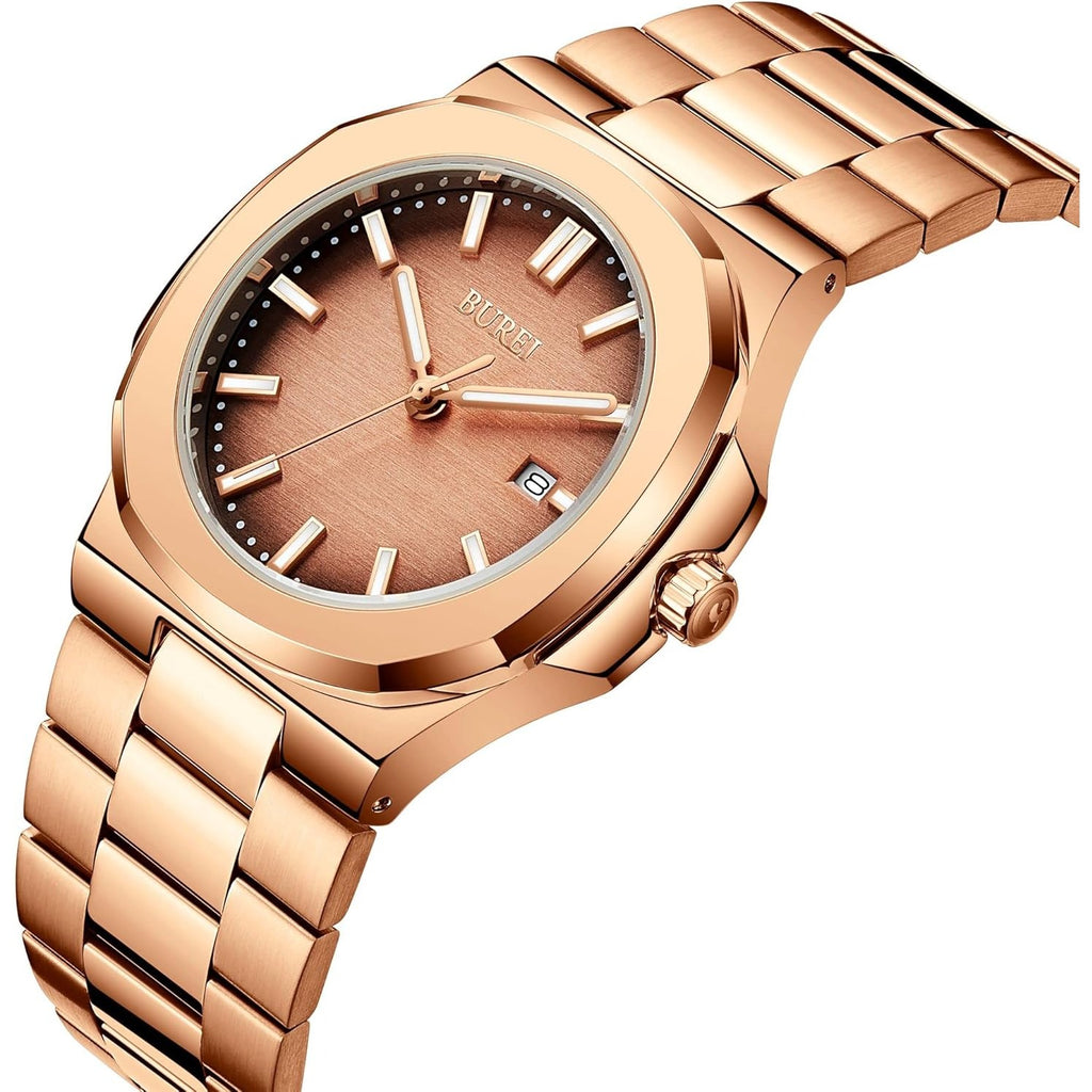 BUREI Men's Watch Business Quartz Men's Luxury Watch Stainless Steel Waterproof Watch Fashion Casual Watches for Men