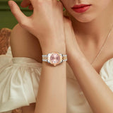 BUREI Women Watch Business Women Watches with Day DateAnalog Quartz Watch for Ladies Silver Gold Stainless Steel Bracelet Watch Fashion Ladies Watches Small Face Diamond Watch Waterproof