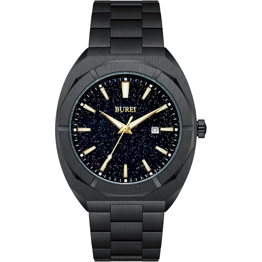 BUREI Fashion Quartz Watch for Men Watch Analog Date Watch with Stainless Steel Band Waterproof Classic Watches for Men