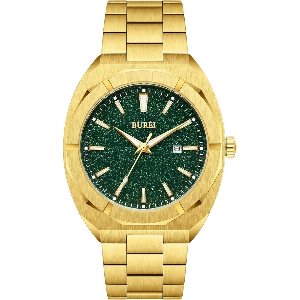 BUREI Fashion Quartz Watch for Men Watch Analog Date Watch with Stainless Steel Band Waterproof Classic Watches for Men