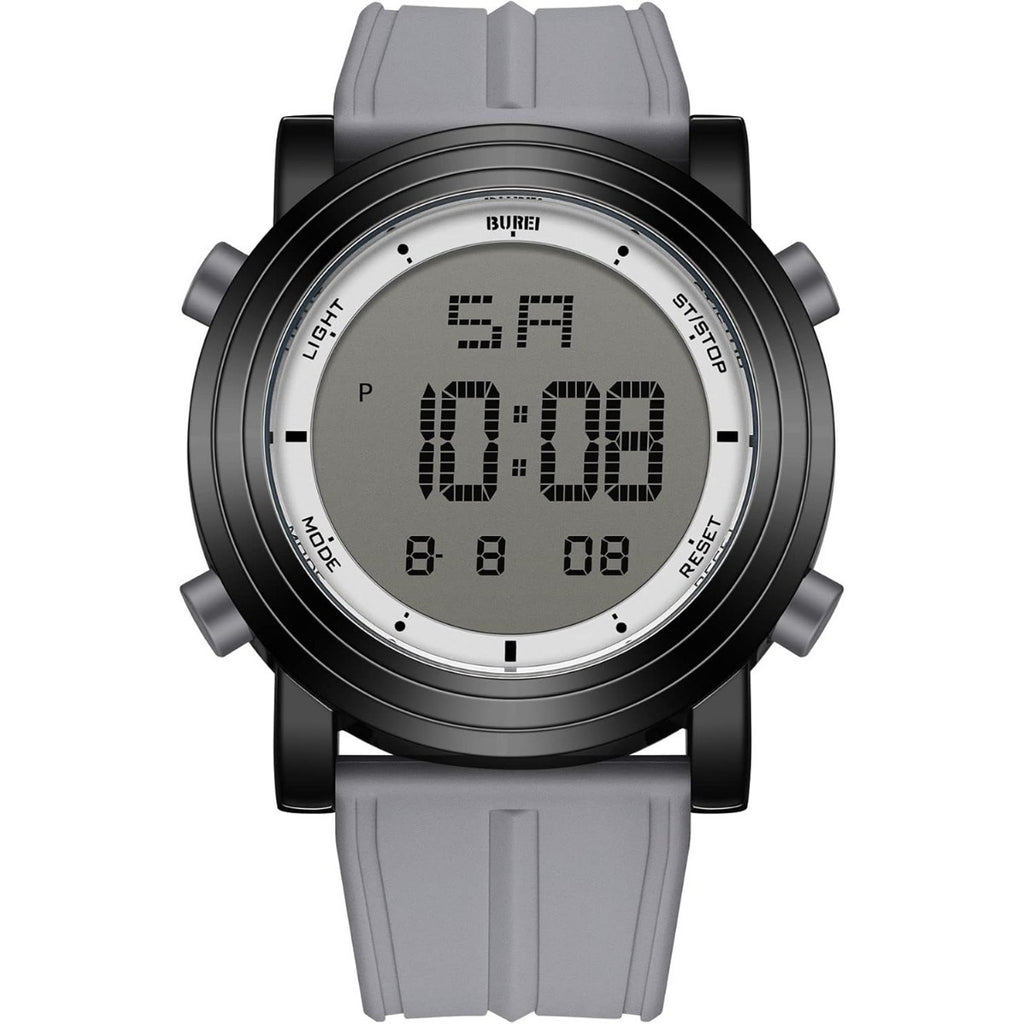BUREI Digital Herren Uhren Sport Outdoor Armbanduhr Silikon Herren mit Wecker/Kalender/Stoppuhr/LED-Hintergrundbeleuchtung