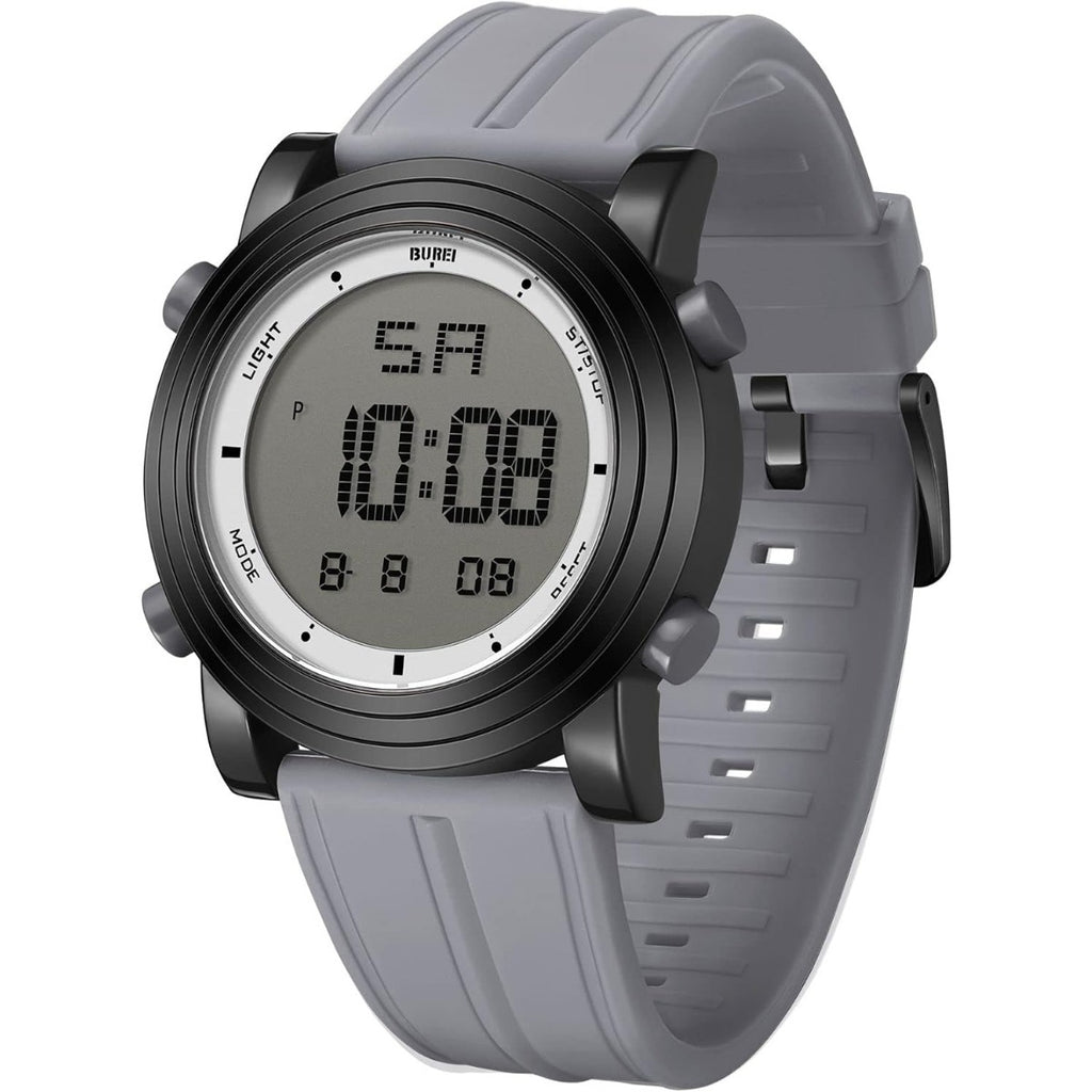 BUREI Digital Herren Uhren Sport Outdoor Armbanduhr Silikon Herren mit Wecker/Kalender/Stoppuhr/LED-Hintergrundbeleuchtung